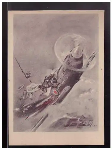 [Propagandapostkarte] Dt- Reich (023058) Propagandakarte Feldpost, deutsches Flugzeug schießt Briten ab, um 1942, ungebraucht. 