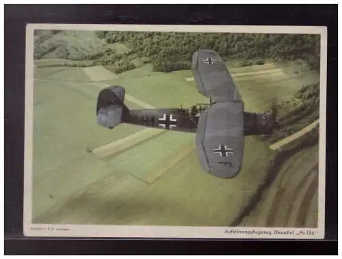 [Propagandapostkarte] Dt- Reich (023060) Propaganda Aufklärungsflugzeug Henschel Hs 126 auf Farb-Propagandakarte aus dem Kunst-Verlag Burghard. 