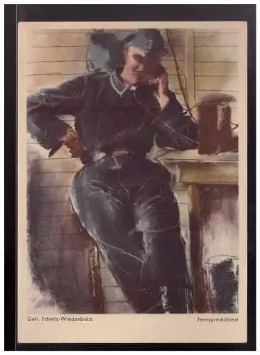[Propagandapostkarte] Dt- Reich (023061) Propaganda Feldpostkarte,Ausstellung Kunst an der Front, des Luftgaukommandos VI, Fernsprechdienst. 