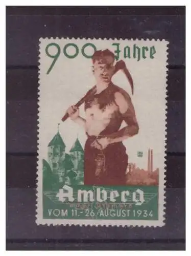 [Propagandapostkarte] Dt- Reich (023069) Propaganda Vignette Stadtfest 900 Jahre Amberg 1934, RS Falz. 