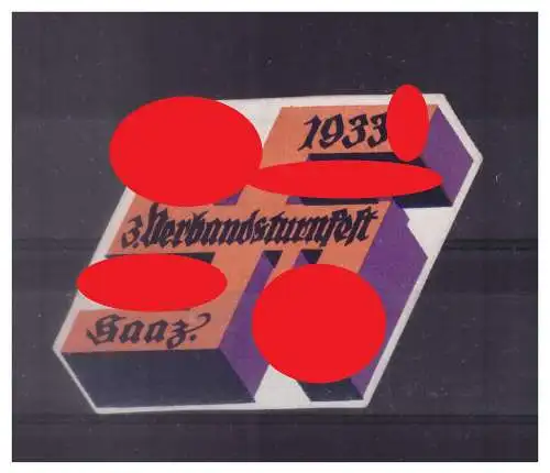 [Propagandapostkarte] Dt- Reich (023072) Propaganda Vignette 1933- 3. Verbandsturnfest Saar, RS Falz. 