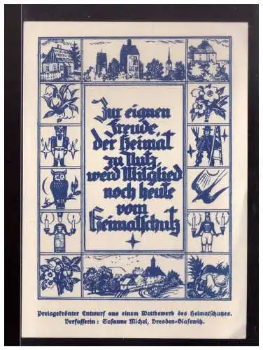 [Propagandapostkarte] Dt- Reich (023191) Propaganda AK Landesverein Sächsischer Heimatschutz im Reisbund Volkstum und Heimat, ungebraucht. 