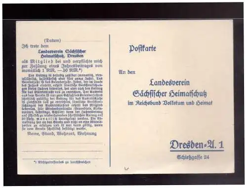 [Propagandapostkarte] Dt- Reich (023191) Propaganda AK Landesverein Sächsischer Heimatschutz im Reisbund Volkstum und Heimat, ungebraucht. 