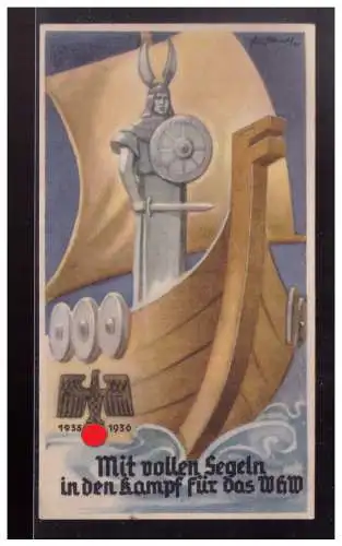 Dt- Reich (023211) Propaganda WHW Türblatt Karton Mit vollen segeln in den Kampf für das WHW 1935/ 1936