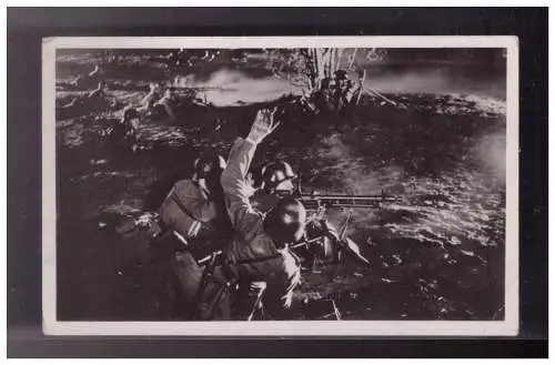 [Propagandapostkarte] Dt- Reich (023222) Propaganda AK Unsere Wehrmacht, MG im nächtlichen Gefecht, gelaufen Küstrin. 