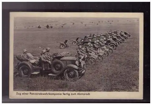 [Propagandapostkarte] Dt- Reich (023226) Propaganda AK Wehrm. Bilderserie, Zug einer Panzerabwehrkompanie fertig zum Abmarsch, gelaufen. 