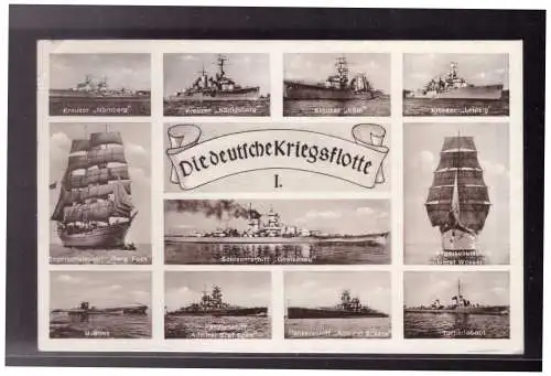 [Propagandapostkarte] Dt- Reich (023229) Propaganda AK Mehrfelderkarte Die deutsche Kriegsflotte, gelaufen Kiel 1940. 