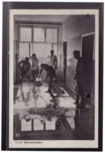 [Propagandapostkarte] Dt- Reich (023240) Propaganda AK Wehrmacht Bilderserie Groß Reinemachen gelaufen Wetzlar 1941, Aktengelocht. 