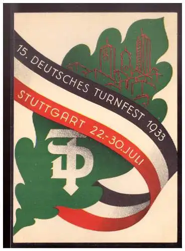 [Propagandapostkarte] AK Stuttgart (023273) Propagandakarte 15. Deutsches Turnfest 1933 Stuttgart, Festpostkarte 10, ungebraucht. 