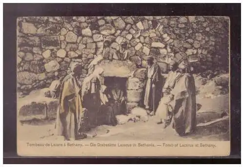 [Propagandapostkarte] Dt- Reich (023312) Ak WK I, Die Grabstätte Lazerus in Bethania, gelaufen DT Feldpost 19.6.1918. 