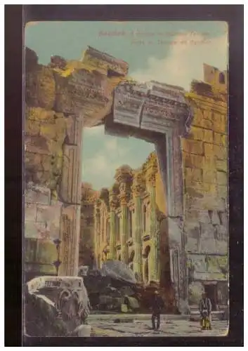 [Propagandapostkarte] Dt- Reich (023324) Ak WK I, Baalbek, Entrance to Bacchus Temple, gelaufen DT Feldpost 9.3.1918. 