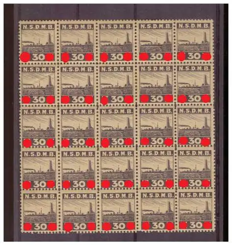 [Propagandapostkarte] DT-Reich (023344) Propaganda 25er Bogenteil Vignetten Nationalsozialistischer Deutscher Marinebund, Ehrenturm Loboe. 