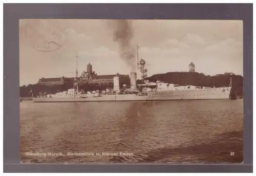 [Propagandapostkarte] DT-Reich (023345) Propaganda AK Flensburg- Mürwik Marineschule m. Kreuzer Emden gel. Flensburg 1929. 
