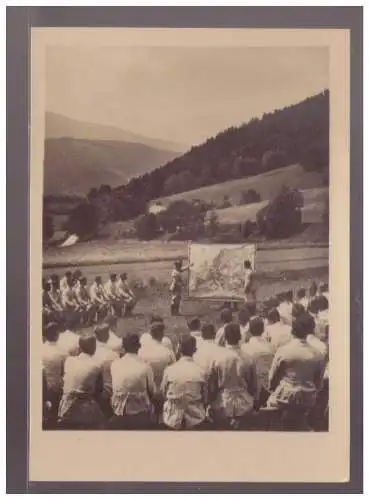 [Propagandapostkarte] DT-Reich (023351) Propagandakarte Unser Reichsarbeitsdienst, Politunterricht der Abteilungsführer, ungebraucht. 