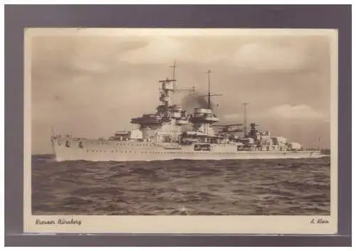 [Propagandapostkarte] DT-Reich (023365) Propagandakarte Kreuzer Nürnberg, gelaufen mit Feldpost 1942. 