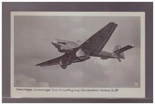 [Propagandapostkarte] DT-Reich (023379) Propagandakarte Zweisitziges einmotoriges Kampfflugzeug (Sturzbomber) Junkers Ju 87, gelaufen 1941. 