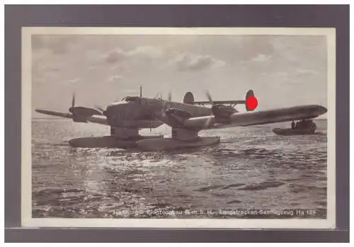 [Propagandapostkarte] DT-Reich (023385) Propagandakarte Langstrecken- Seeflugzeug Ha 139, gelaufen 1938. 