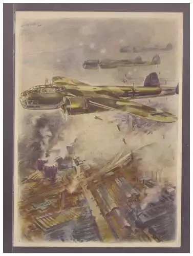 [Propagandapostkarte] DT-Reich (023386) Propagandakarte Karte 18 farbig, Bomber beim Angriff, gelaufen mit Fp 1940. 