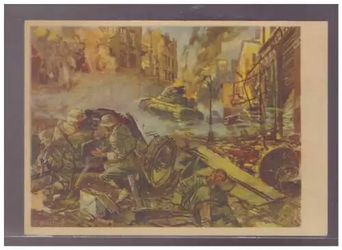 [Propagandapostkarte] DT-Reich (023388) Propagandakarte farbig Pak im Kampf, blanco gestempelt 1941. 