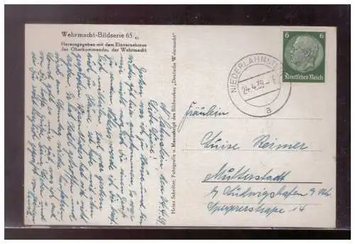 [Propagandapostkarte] DT-Reich (023398) Propagandakarte Geschütz in Feuerstellung, Ganze Batterie- Feuer, gelaufen 1939. 