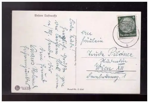 [Propagandapostkarte] DT-Reich (023400) Propagandakarte Unsere Luftwaffe Artilleriegeschütz, gelaufen 1938. 