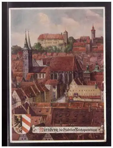 [Propagandapostkarte] Dt- Reich (023430) Propagandakarte Nürnberg die Stadt des Reichsparteitags, Blick auf die Burg, gelaufen Nürnberg 1937. 