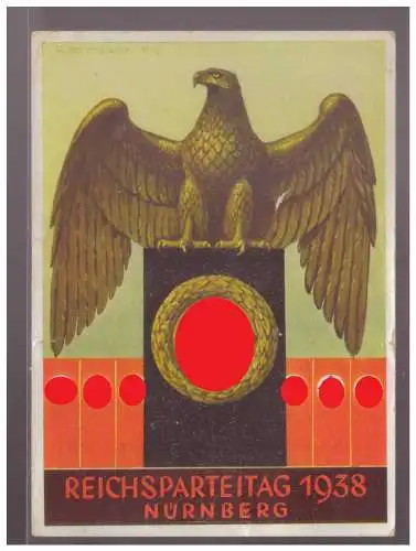 [Propagandapostkarte] Dt- Reich (W00253) Propaganda Reichsparteitag Nürnberg 1938 Hoffmannkarte 38/15, gelaufen Nürnberg mit Sonderstempel. 