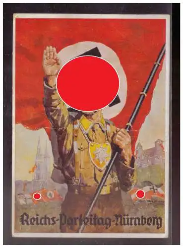 [Propagandapostkarte] Dt- Reich (W00259) Propagandakarte Reichsparteitag Nürnberg 1935, mit Zeltlagerstempel Fürth, gelaufen Nürnberg, 2.Wahl. 