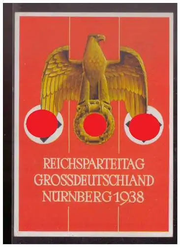 [Propagandapostkarte] Dt- Reich (W00260) Propagandakarte Reichsparteitag Nürnberg 1938, Hoffmannkarte, gelaufen Nürnberg mit Sonderstempel. 