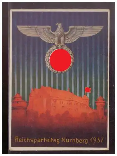 [Propagandapostkarte] Dt- Reich (W00262) Propagandakarte Reichsparteitag Nürnberg 1937, Hoffmannkarte, Nürnberger Burg, blanco gest. Nürnberg. 