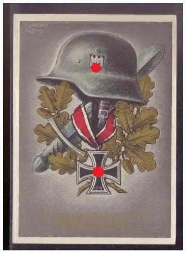 [Propagandapostkarte] Dt- Reich (W00268) Propagandakarte Es kann nur einer siegen und das sind Wir, Gottfried Klein, blanco gestempelt Eupen. 