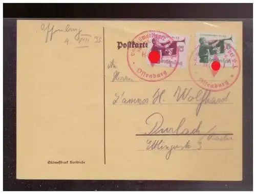 [Propagandapostkarte] Dt- Reich (W00273) Propagandakarte, Südwestmarklager 1935 der HJ Gebiet 21 Baden, gelaufen mit Sonderstempel. 