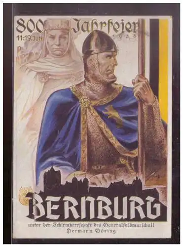 [Echtfotokarte schwarz/weiß] Dt- Reich (W00276) Propagandakarte, Bernburg, 800 Jahrfeier gelaufen mit passenden Sonderstempel 1.6.1938. 