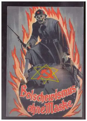 [Propagandapostkarte] DT- Reich (W00278) Propagandakarte Boschewismus ohne Maske, Große antibolschewistische Ausstellung Wien, gel.SST 1939. 