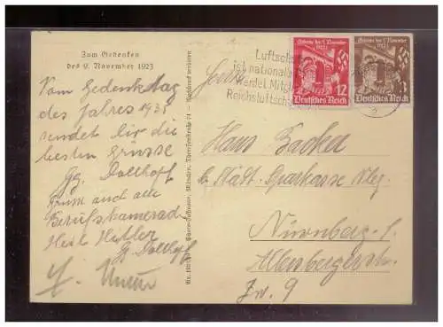 [Propagandapostkarte] DT- Reich (W00281) Propagandakarte Zum Gedenken des 9.November 1923, gelaufen mit TST 1935. 
