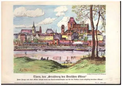 Dt.- Reich (023493) VDA Blatt Thorn, das Straßburg des Deutschen Ostens, Bild 12 März 1940
