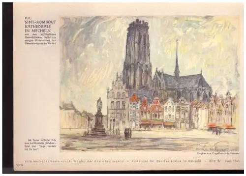 Dt.- Reich (023499) VDA Blatt Die Sint- Rombout Kathedrale in Mecheln, Bild 27 Juni 1941