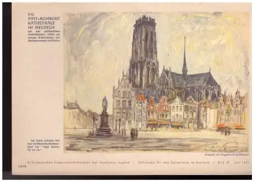 Dt.- Reich (023500) VDA Blatt Die Sint- Rombout Kathedrale in Mecheln, Bild 27 Juni 1941