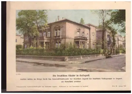 Dt.- Reich (023502) VDA Blatt, Die deutschen Häuser in Budapest, Bild 22 Januar 1941