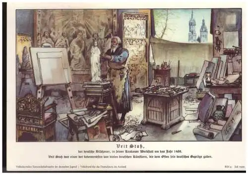 Dt.- Reich (023507) VDA Blatt Veit Stoß der deutsche Bildhauer in seiner Krakauer Werkstatt um das Jah, Blatt 4 Mai 1939