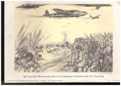 Dt.- Reich (023510) VDA Blatt Die deutsche Wehrmacht befreit verschleppte Volksdeutsche bei Lowitsch, Blatt 7 Okt 1939