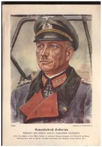 Dt.- Reich (023528) VDA Blatt Generaloberst Guderian, Blatt 17 August 1940, 2. Wahl