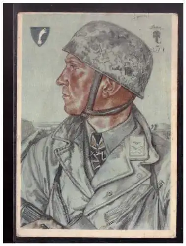 [Propagandapostkarte] Dt- Reich (023619) Propaganda Willrichkarte Unsere Luftlandetruppen,Hauptmann Delica, gelaufen Cottbus 1944. 