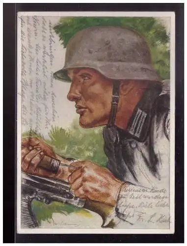 [Propagandapostkarte] Dt- Reich (023620) Propaganda Willrichkarte Unsere Panzerwaffe,Ein Panzer Pionier, gelaufen Frankfurt. 