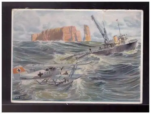 [Propagandapostkarte] Dt- Reich (023629) Propaganda Flugzeug- Hilfsschiff, Wehrmachts- Postkarten Serie 3, gelaufen 1940, Karte hat Einriss. 