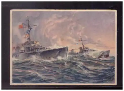 [Propagandapostkarte] Dt- Reich (023631) Propaganda Zerstörer, Wehrmachts- Postkarten Serie 4, gelaufen Wien 1940. 