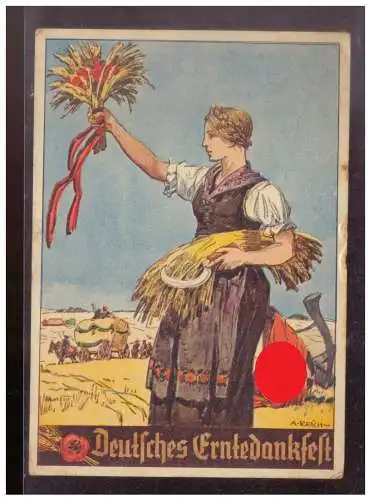 [Propagandapostkarte] DT- Reich (W00294) Propagandakarte Deutsches Erntedankfest, gelaufen Bückeberg 4.10.1938. 