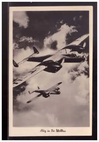 [Propagandapostkarte] DT- Reich (023910) Propagandapostkarte Unsere Luftwaffe Kampfflugzeug Do 17, Flieg in die Wolken, ungeb RS beschrieben. 