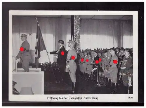 [Propagandapostkarte] Sudetenland (023915) Propagandakarte Reichsparteitag Nürnberg, Eröffnung des Parteitages- Totenehrung, mit div. SST 1938. 