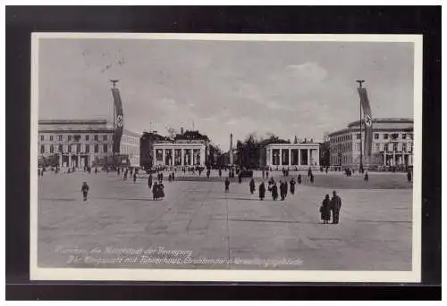[Propagandapostkarte] Dt- Reich (023935) AK Propaganda München Königsplatz mit Führerhaus, blanco SST München Haupstadt der Bewegung 9.11.1938. 